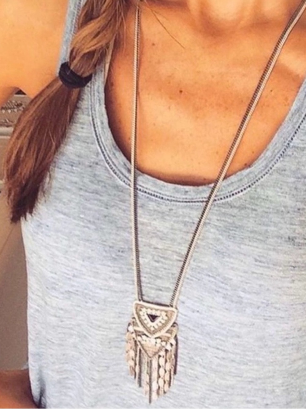 Stella & Dot | SILVER Fringe Sparkle Beaded Chiara
Pendant Necklace